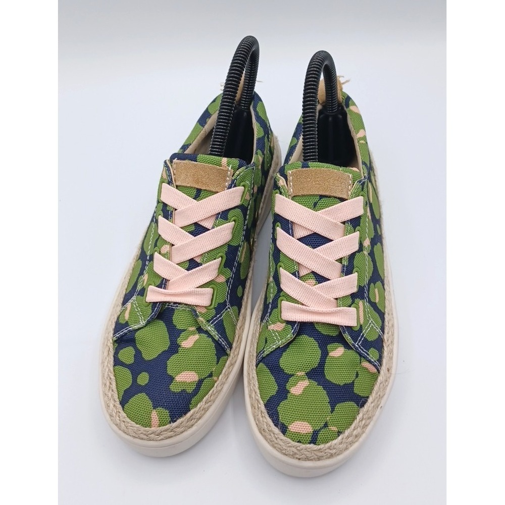 Spenco Women's Malibu Lace Slip On Canvas Sneakers Size 6.5 Green Pink